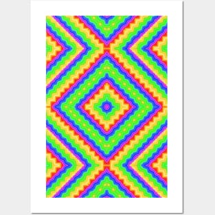 Psychedelic Diamond Pattern Posters and Art